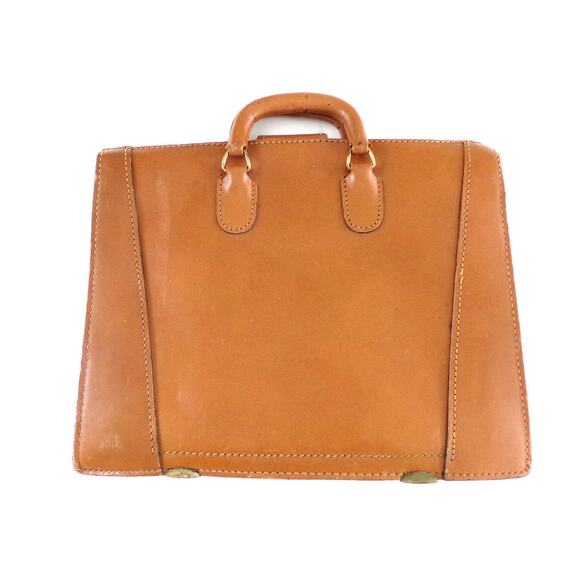 Vintage Leather Satchel Doctor Lawyer Scholar Briefcase US Yale Lock 1950s Tan - Picture 2 of 5